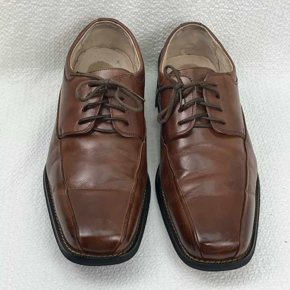 Florsheim Men’s 9.5 3E Brown Leather Square Toe Oxford Dress Shoes 11236-200